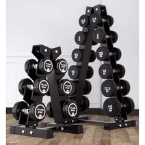 아령정리대 피티샵 덤벨 보관 랙 체육관 스쿼트거치대, 실버 - 2칸 (화이트 라운드 덤벨)