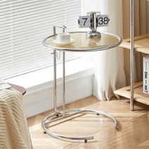 거실 수납 소파 테이블 미니 원형 유리 책상 사이드 보조 탁자 협탁 엔틱 대리석 코너, 창홍 골드