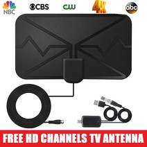4K 36DBI 고 이득 HDTV DTV 박스 디지털 TV 안테나 3600 마일 증폭기 부스터 활성 실내 공중 HD 평면 디자인 폭스 DVB-T2, 단일옵션