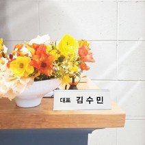 플로엠 명패 회사 사무실 책상 탁상, 양면용-은색(200x60mm)