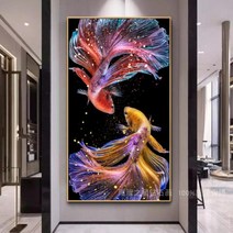 HAENGBUK 재물복 가져오는 비단 잉어 십장생 보석십자수 부모님 선물 diy 키트 비즈 공예, 하나, 80X150cm