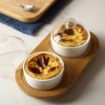 올인원 귀여운 소스볼 종지+유리뚜껑 커버+우드 트레이 세트 집들이 선물 홈카페, 원형2구세트