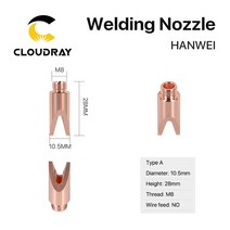 Cloudraty HANWEI 용접 레이저 노즐 M8 나사 직경 10.5mm 1064nm 헤드 용 와이어 피드 포함, 01 Type A