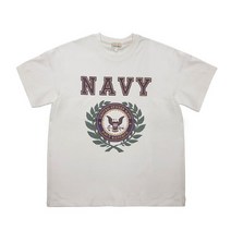밀리터리박스 그롭스 U.S NAVY 월계관 반팔 티(아이보리)