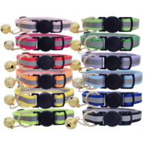 아이구감사합니다 고양이 인식표 목걸이 빛반사 둥근 안전버클 빛반사 목줄, 하늘