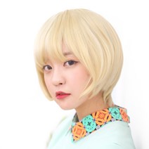 프리티레이디 금발머리 짧은머리 단발머리 탈색머리 가발 자연스러운 통가발 셀레네, #613G.아이보리골드, 1개