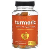 NutraChamps 강황 및 생강 흑후추 추출물 함유 비건 구미젤리 60개