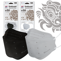 [BK헬스케어] 2+1 KF94마스크 대형(블랙/그레이) 귀안아픈 숨쉬기 식약처 유럽CE인증 미국FDA등록 도깨비마스크, 그레이, 1박스, 30개입