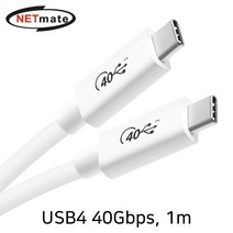 NETmate Type-C USB4 40Gbps 케이블 1m/NM-UC401W/C타입/USB-IF 인증/싱글 8K 60Hz/듀얼 4K 60Hz 지원/최대 20V 5A 100W 전원, 블랙