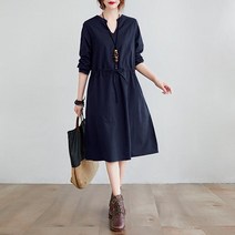 [바니드] 여성 셔츠원피스 데일리 빅사이즈 긴팔 미디 봄 가을 - 3344