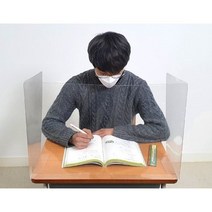 학원 학교 직각 날개형 완전투명 책상가리막 PET 가림판 칸막이, 60*40*20cm, 7개