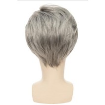 군인가발 20대남자가발 투블럭가발 남자패션가발 남성통가발남성용 회색 짧은 가발 스트레이트 10inch 사이드 헤어 가발 노인 남성용 고온 남성 합성 가발, 10인치