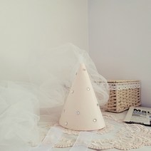 큐빅 파티햇 요정파티햇 생일 고깔모자, 블랙, 고무줄추가