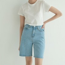 아르느 레블 여자 5부 데님 팬츠 청 반바지