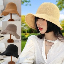 (1+1색상랜덤)BBH6 여성 보닛햇 밀짚 벨크로 긴챙 와이어 벙거지