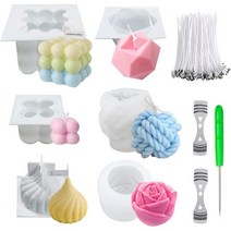 NICAVKIT 6Pcs 양초 제조용 실리콘 캔들 몰드 세트 실볼 버블 3D 로즈 베이킹 디저트용 케이크 두유용 비누 DIY 향, 6Pcs 금형 세트