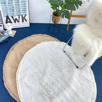 소형 중형 대형 뷰티레이첼 러그 원형 거실 식탁 배란다 원룸 집들이선물 프릴 테슬 면러그 3size 2color