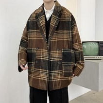 남자 반코트 가을 빅사이즈 아우터 체크 겨울 코트 간절기 트렌치 모직 코트 자켓 더플 키작은 하객룩