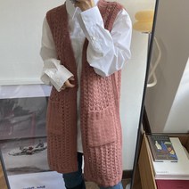 뜨개진 여성용 토리얼 롱 가디건