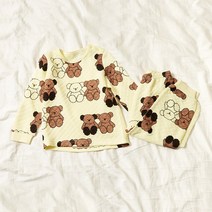 모이모이깜피 아동용 트윈베어 밤부 보온 내의 상하세트
