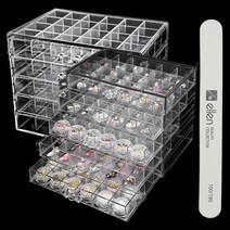 공케이스 120칸 56칸 30칸 20칸 4단 서랍장 스와케이스 분리형 케이스 파츠케이스 조립형 스톤케이스 빈케이스 네일아트 공방용품 목공예 보관함 진열대, 1개, 투명/5단/120칸+엘렌파일증정