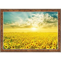 썬앤트리 해바라기 들판의 일출 풍경 1000피스 직소퍼즐액자 HP1014, 퍼즐+앤틱골드액자