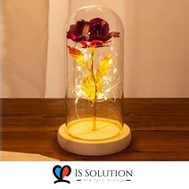 케바케4 플라워 장미 LED 무드등 인테리어 소품 선물용 데코 아이템 카페 장식품 꾸미기용 글라스 무드등 금박 장미 고급스러운 무드등 실내 인테리어 소품 (ip011-4), 4-ip011 장미 LED 무드등