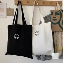 패션 남녀공용 캔버스 패브릭 스마일에코백 숄더백 심플 캠퍼스에코백 면가방 숄더백 판촉물 심플