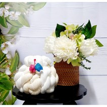 미니실타래13cm 장식소품 돌상 백일상 생신상 데코(튤립청사초롱 매듭포함), 올화이트, 물색 꽃체리색