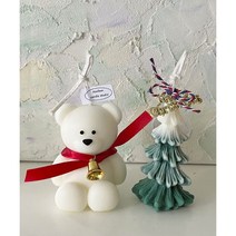 크리스마스 곰돌이캔들+트리캔들 선물세트, 초록, 가든파티