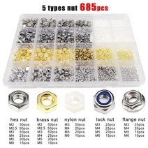 1 Box 5007501400pcs M2 M25 M3 M4 솔리드 브래스 경감 님이 구리 사출 성형 Knurl 삽입 너트 임베디드 Nutsert 구색 키트 세트