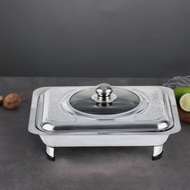 스테인레스 스틸 직사각형 대야 커버 실버 플레이트 보온 트레이 서빙 홀더 저녁 식사 케이터링 파티, StyleA