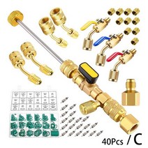 게이트 밸브 버터플라이 R404A R407C R134A R12 R32 HVAC 시스템 용 듀얼 사이즈 SAE 1/4 및 5/16 포트가있는 코어 리무버 설치 도구, [03] 40pcs a set