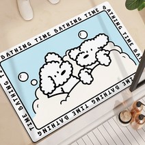 빨아쓰는 규조토 뽀숑 화장실 욕실 발매트, 목욕하는 뽀숑 직사각(40*60)