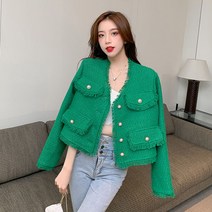 K.ONLINE SHOP여성 진주버튼 코트 트위드 크롭 직장 자켓 트위드자켓 청자켓 가죽자켓