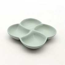 달소금 도자기 반찬접시 클로버 4칸 나눔접시-민트, 민트