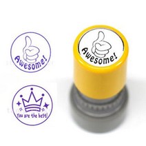 프라하 영어칭찬도장_20mm 원형 만년도장 390079, 디자인6번:블루