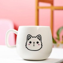 고양이 머그컵 도자기 컵 커피 머그잔 아침 커버 스푼 우유 귀여운 커플 선물 케디캣, [01] 350ml, [02] Dazed Cat