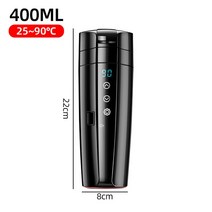 자동차 인버터 휴대용 자동차 스테인리스 단열 머그컵 12V/24V 온도 스마트 디스플레이 커피 우유, 01 Standard 400ML