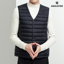남성 덕다운 브이넥 버튼 경량 패딩 조끼 WL0902