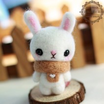 Poke Le 양모 펠트 수제 Diy 바늘 펠트 토끼 소재 가방 (맞춤형 완제품, 나비 넥타이 토끼
