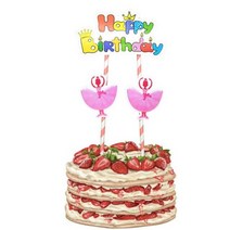 춤추는 핑크 테마 생일 파티 장식 일회용 칼 붙이 컵 접시 종이 모자 초대장 풍선 베이비 샤워, cake insert 1set