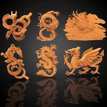 스텐피스 나사못 목재피스 6pcs STL 파일 형식의 드래곤 3d 모델 릴리프 설정 CNC 라우터의 stl Artcam Aspire