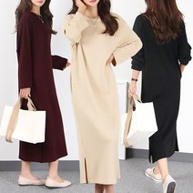 엠아이유 여성 겨울 니트 원피스 빅사이즈 롱원피스 루즈핏 기모 3XL까지 엔젤니트원피스