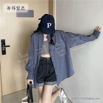 튜닉 셔츠 디자인감 얇은 루즈핏 체크 뉴타임즈 A31 J334L003