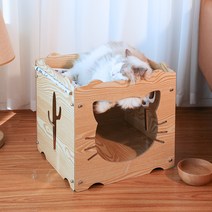 Neirny 고양이 숨숨집 고양이집 해먹 원목 다기능 캣하우스 캣타워 조합형, 고양이 b타입 M