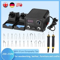 우드버닝 땜납 인두 납땜 도구 전문 굽기 기계 키트 가죽 용 기계 공예 키트 23 pcs, EU 플러그 200-250v