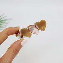 프랑스핀 믹스 더블 하트 7 cm 옆머리 자동핀