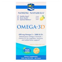 노르딕네츄럴 오메가 3D 레몬 1000Mg 60정 Aa13189 Global Brand 해외 현지 배송
