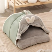 고양이겨울숨숨집 실외 고양이 집실내 고양이를 위한 침대-미끄럼 방지 바닥이있는 작은 개 침대 탈착식, 02 Green_01 S 42x42x30cm